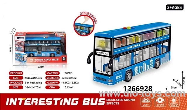 Frictional 2 layers bus with lights&sound in display box