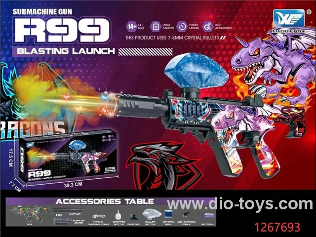 water bullet gun with light/spray， included battery