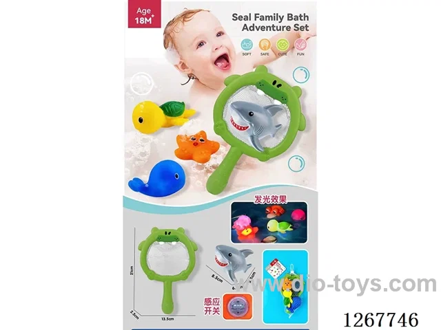 Motion-Activated Light-Up Water Play Rubber Animals (5pcs)included battery