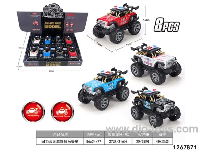 Warrior Alloy Off road Wrangler Police Car (8 pieces/box)
