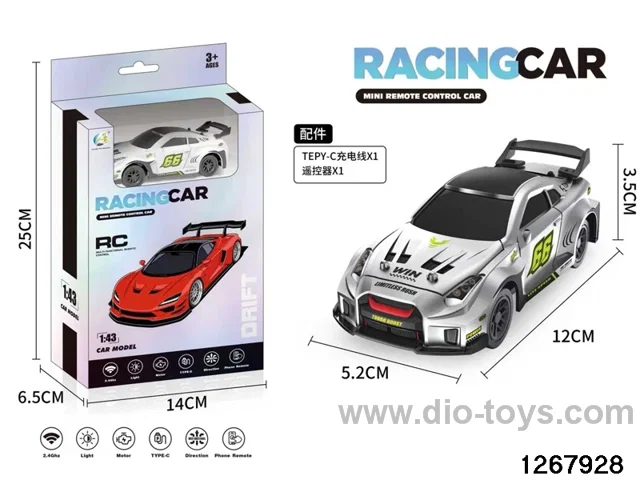 2.4G 1:43 4 ch racing car with light，include battery