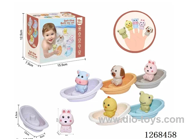 Soft Rubber Animal Stacking Boat 10PCS