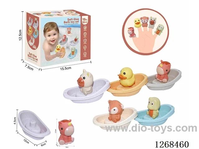 Soft Rubber Animal Stacking Boat 10PCS