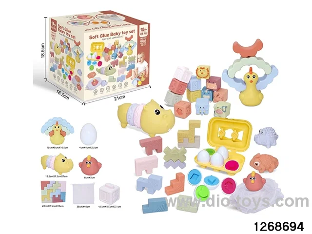 6 in 1 baby toys in color box