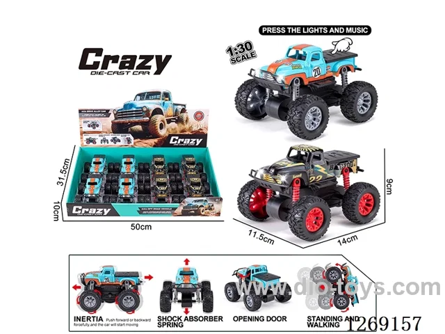1:30 dual-inertia alloy car W L/M included battery 8PCS
