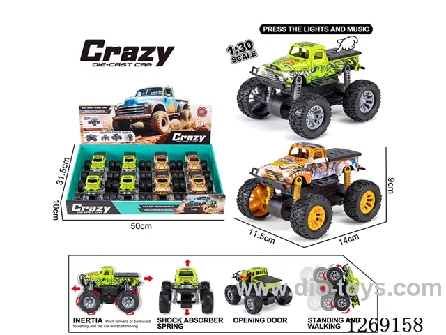 1:30 dual-inertia alloy car W L/M included battery 8PCS