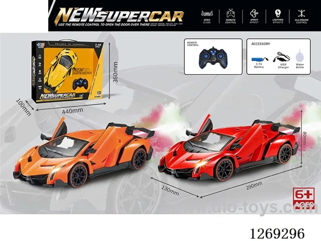 2.4G 1:14 5ch RC car with spray included battery 3 colors