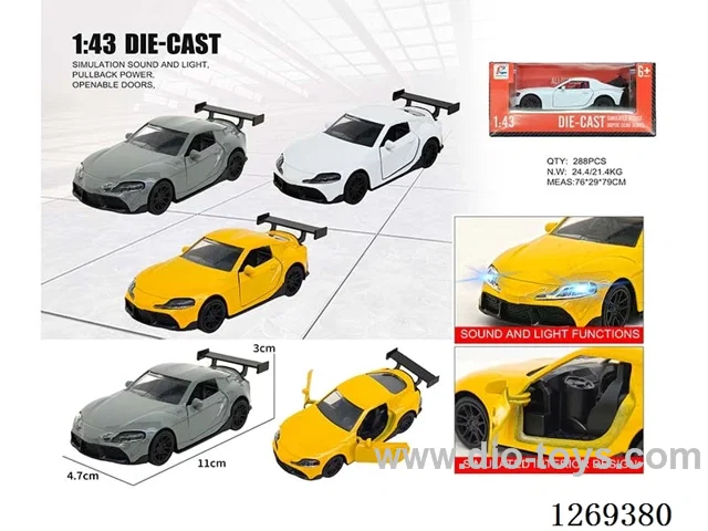1:43 pull back alloy car W L/M included battery 3 colors