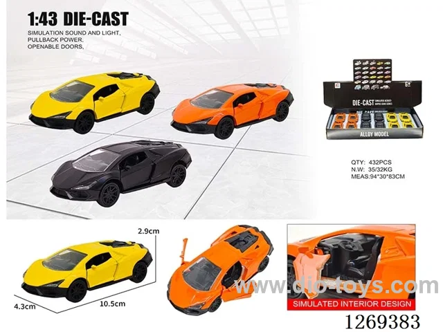 1:43 pull back alloy car 3 colors 12PCS