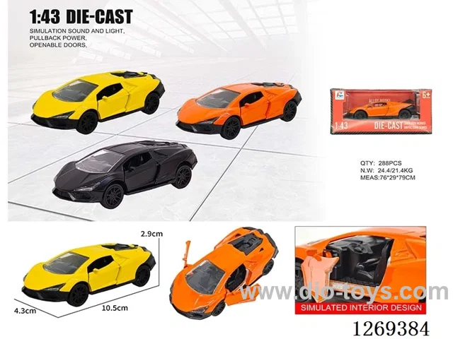1:43 pull back alloy car 3 colors