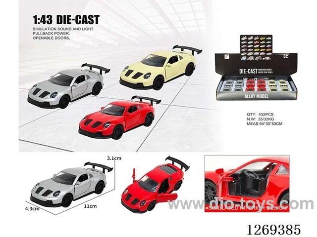 1:43 pull back alloy car 3 colors 12PCS