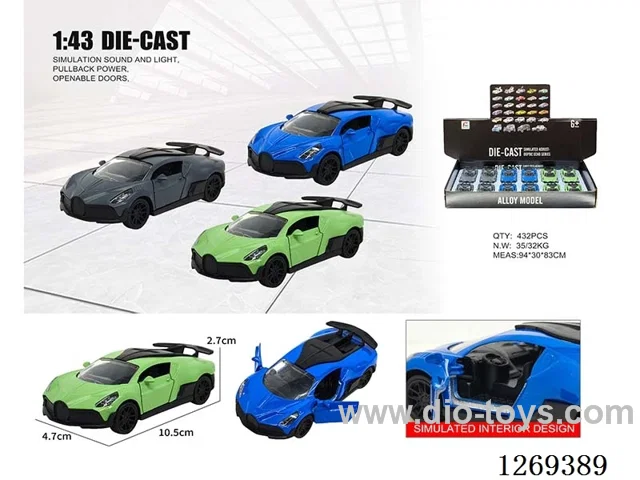 1:43 pull back alloy car 3 colors 12PCS