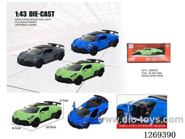 1:43 pull back alloy car 3 colors