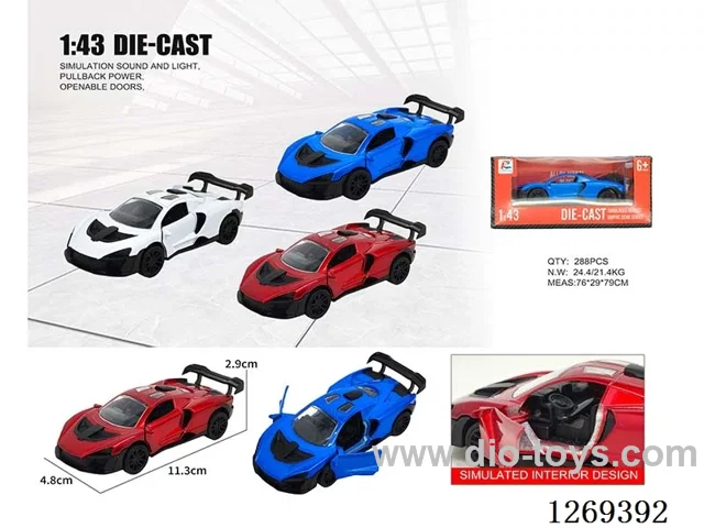 1:43 pull back alloy car 3 colors