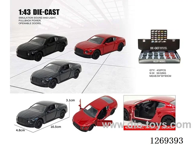 1:43 pull back alloy car 3 colors 12PCS