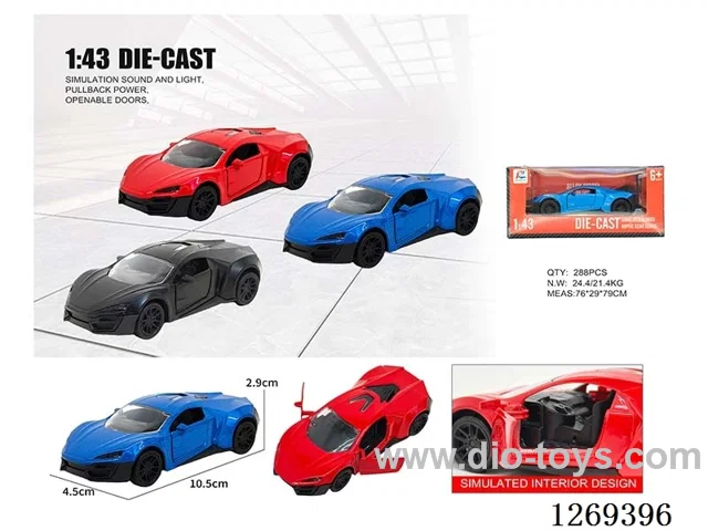1:43 pull back alloy car 3 colors