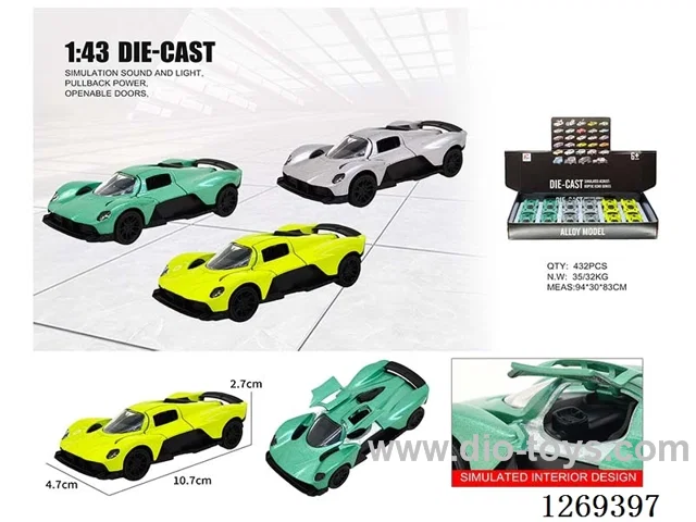 1:43 pull back alloy car 3 colors 12PCS