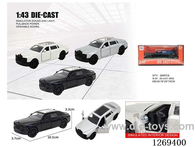1:43 pull back alloy car 3 colors