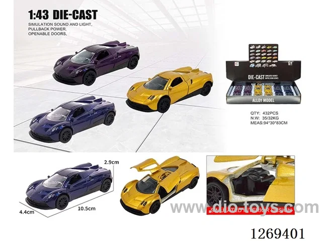 1:43 pull back alloy car 3 colors 12PCS
