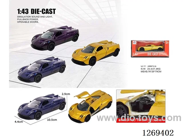 1:43 pull back alloy car 3 colors