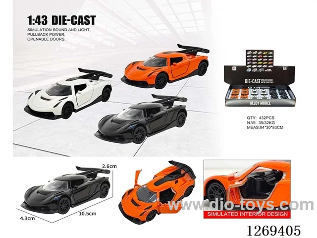 1:43 pull back alloy car 3 colors 12PCS