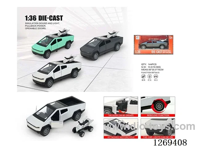 1:36 pull back alloy car + motorcycle W L/M included battery 3 colors