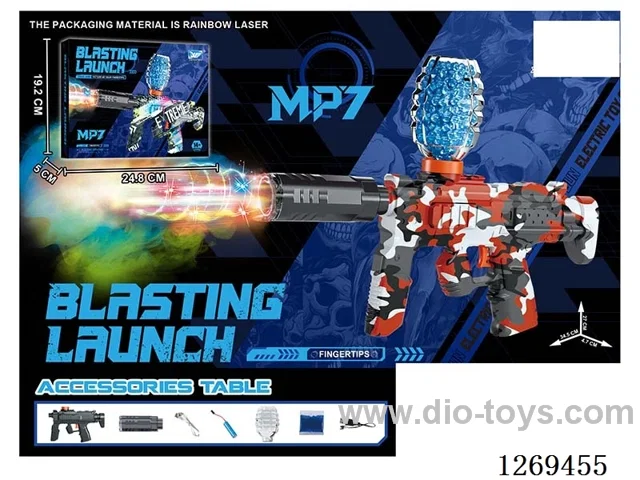 3.7V Mini MP7 Electric Automatic Water Bullet Gun with Spray /Adjustable Colorful Lights/Silencer