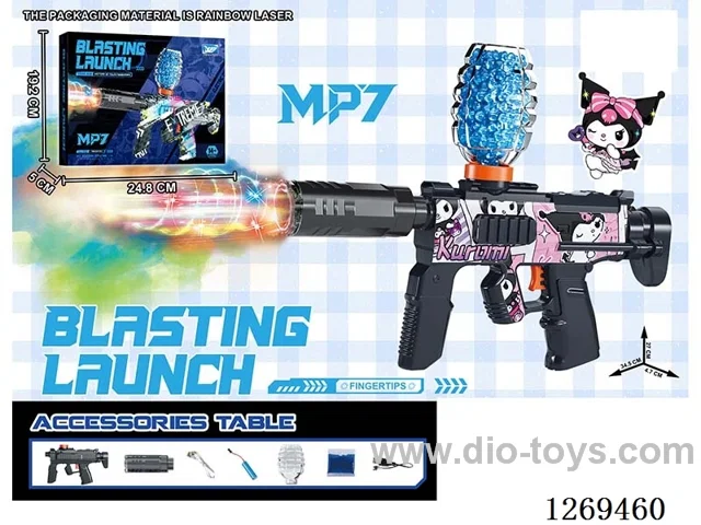3.7V Mini MP7 Electric Automatic Water Bullet Gun with Spray /Adjustable Colorful Lights/Silencer