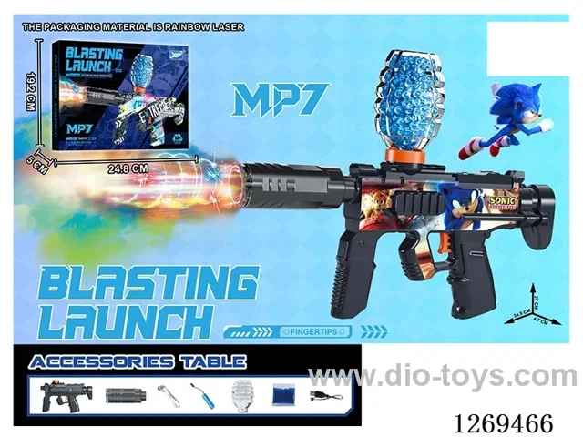 3.7V Mini MP7 Electric Automatic Water Bullet Gun with Spray /Adjustable Colorful Lights/Silencer
