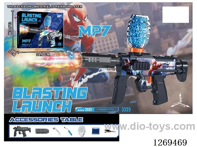 3.7V Mini MP7 Electric Automatic Water Bullet Gun with Spray /Adjustable Colorful Lights/Silencer