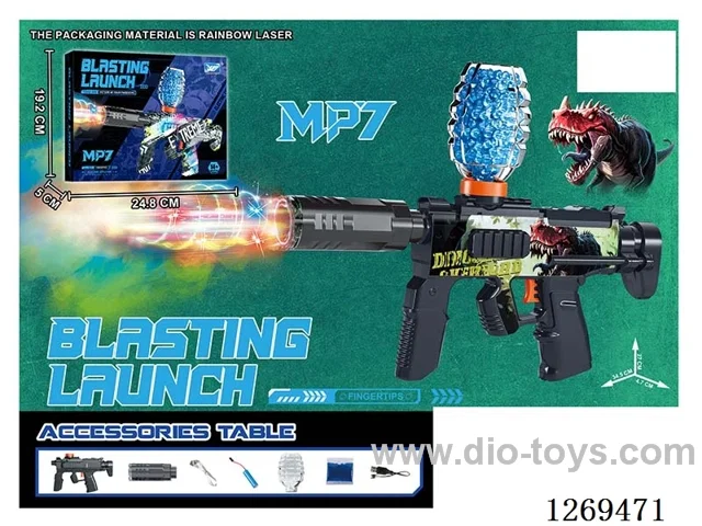 3.7V Mini MP7 Electric Automatic Water Bullet Gun with Spray /Adjustable Colorful Lights/Silencer
