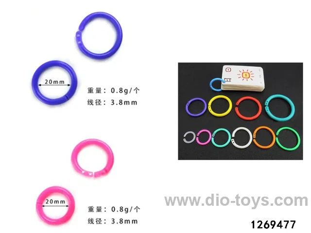 Colorful Plastic Loose-leaf Opening Rings, Inner Diameter 20mm, Wire Thickness 3.8mm