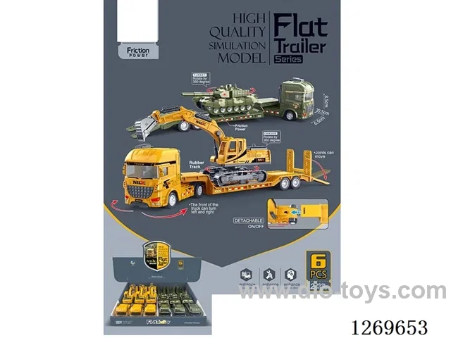 Inertial Model Heavy-Duty Semi-Trailer Flatbed Series (6PCS)