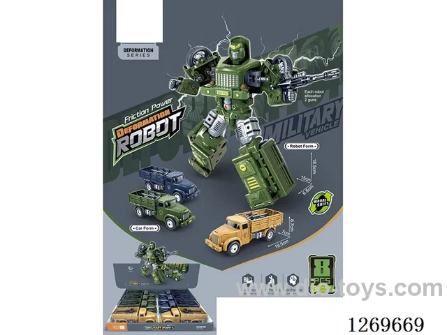 Inertial Powered Manual Transformation Military Combat Vehicle (8PCS)