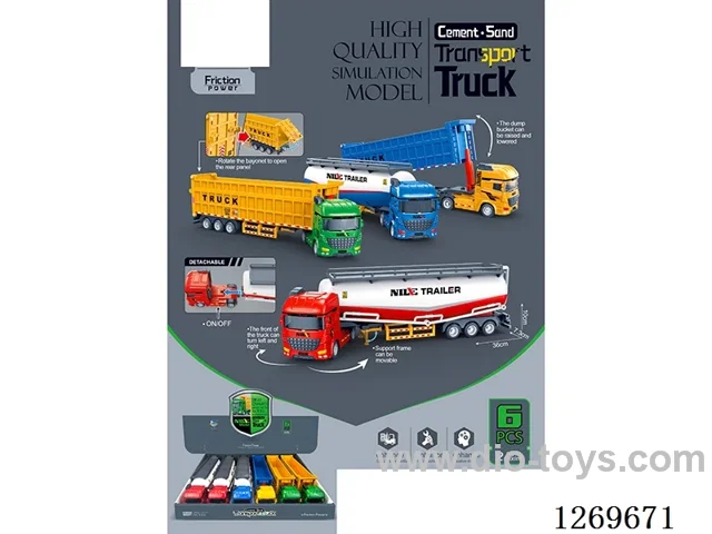 Inertial Cement and Gravel Transport Semi-Trailer Truck (6PCS)