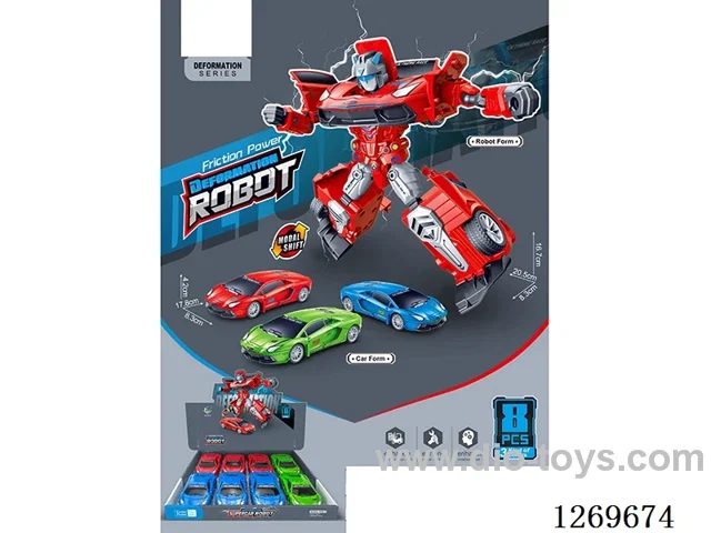 Inertia-Powered Manual Transformation Supercar Police Car (8PCS)