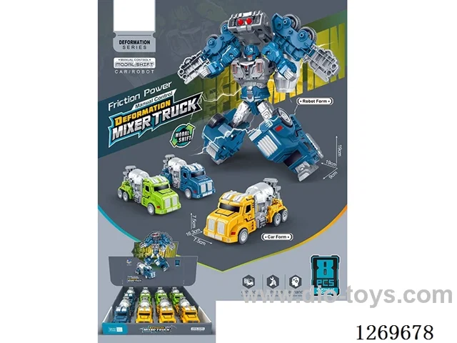 Inertia-Powered Manual Transformation Engineering Mixer Truck (8PCS)