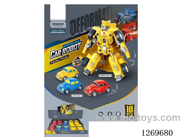 Inertia-Powered Manual Transformation Car Robot (10PCS)