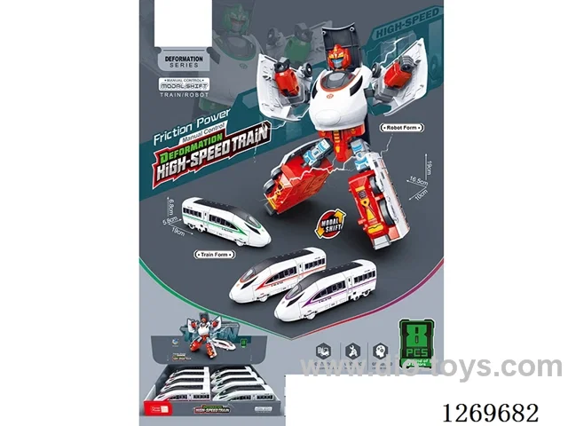 Inertia-Powered Manual Transformation High-Speed Train (8PCS)