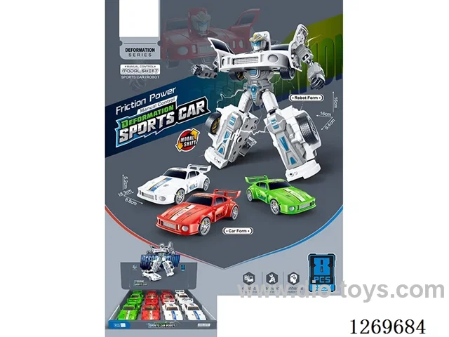 Inertia-Powered Manual Transformation Sports Car Robot (8PCS)