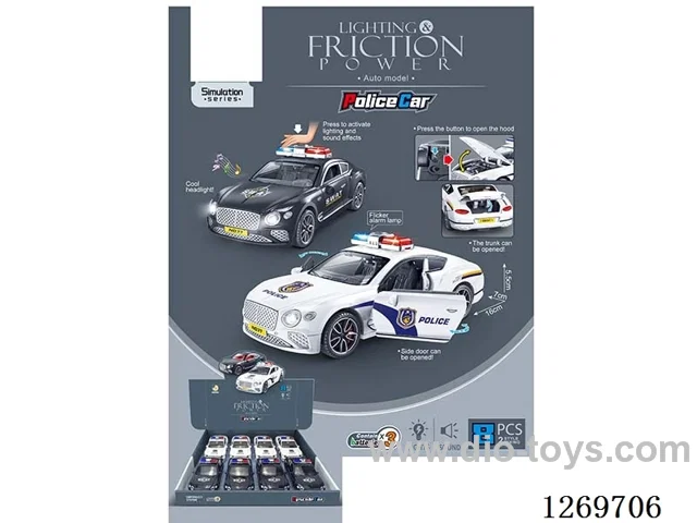 Sound & Light Inertial City Police Vehicle (8PCS) included battery