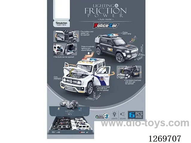 Sound & Light Inertial City Police Vehicle (6PCS) included battery