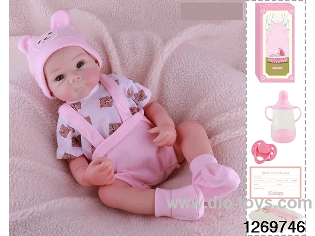 48CM Doll（Soft Rubber High-Fidelity(Hand-painted Hair, High-Quality Painting) Bottle, Magnetic Sippy Cup, Diapers, Birth card