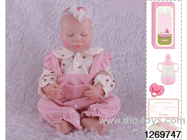48CM Doll（Soft Rubber High-Fidelity(Hand-painted Hair, High-Quality Painting) Bottle, Magnetic Sippy Cup, Diapers, Birth card