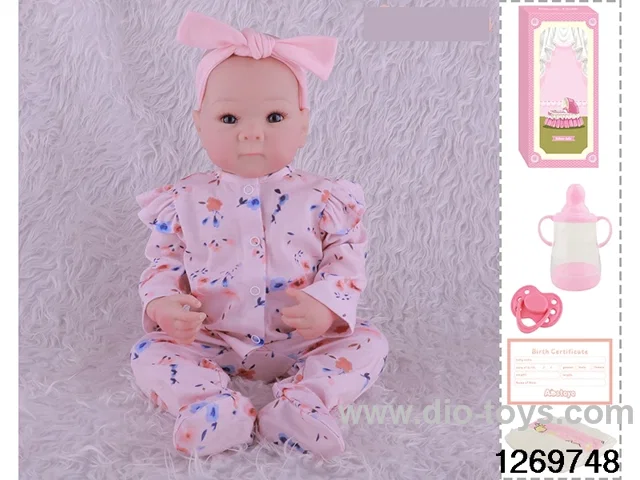 48CM Doll（Soft Rubber High-Fidelity(Hand-painted Hair, High-Quality Painting) Bottle, Magnetic Sippy Cup, Diapers, Birth card