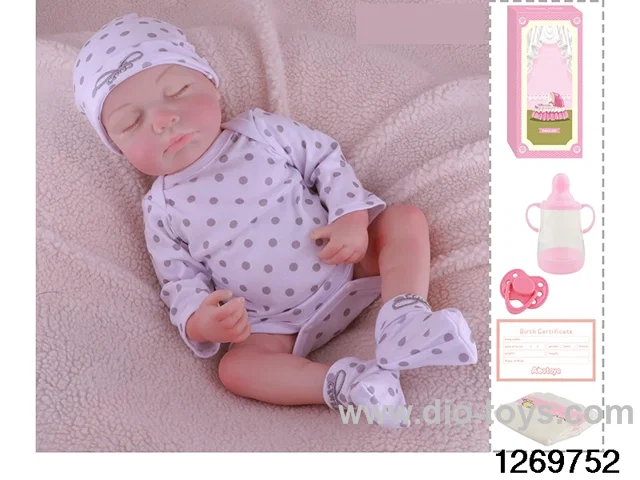 48CM Doll（Soft Rubber High-Fidelity(Hand-painted Hair, High-Quality Painting) Bottle, Magnetic Sippy Cup, Diapers, Birth card