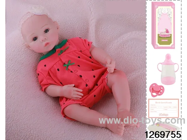48CM Doll（Soft Rubber High-Fidelity(Hand-painted Hair, High-Quality Painting) Bottle, Magnetic Sippy Cup, Diapers, Birth card