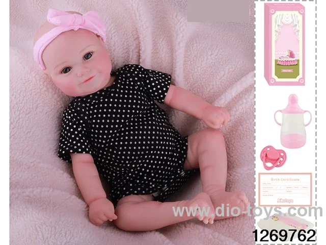 48CM Doll（Soft Rubber High-Fidelity(Hand-painted Hair, High-Quality Painting) Bottle, Magnetic Sippy Cup, Diapers, Birth card