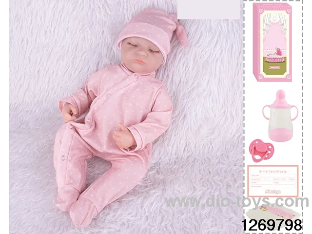 48CM Doll（Soft Rubber High-Fidelity(Hand-painted Hair, High-Quality Painting) Bottle, Magnetic Sippy Cup, Diapers, Birth card