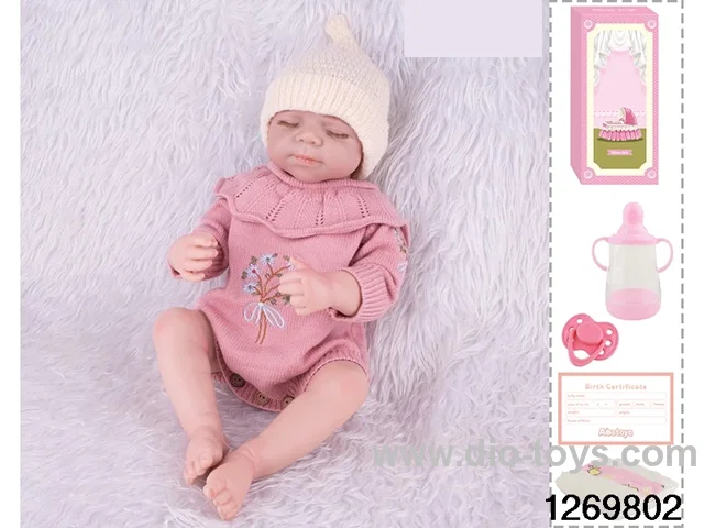 48CM Doll（Soft Rubber High-Fidelity(Hand-painted Hair, High-Quality Painting) Bottle, Magnetic Sippy Cup, Diapers, Birth card